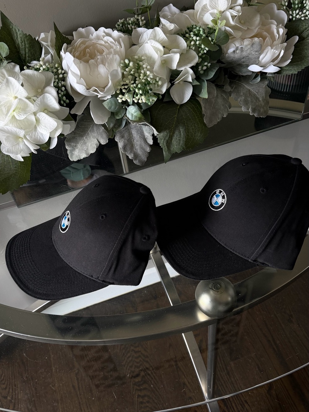 NWT BMW Black Baseball Caps (2) with Blue and White Roundel - Picture 2 of 6
